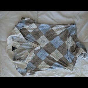 Rue21 Blue and Brown Argyle Bodysuit